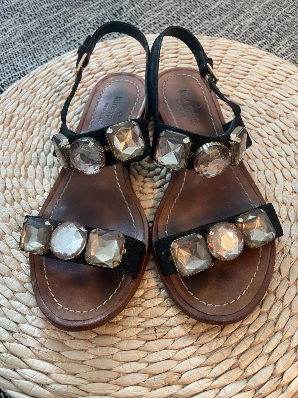 Kate Spade Black Jeweled Slingback Sandals Size 6M